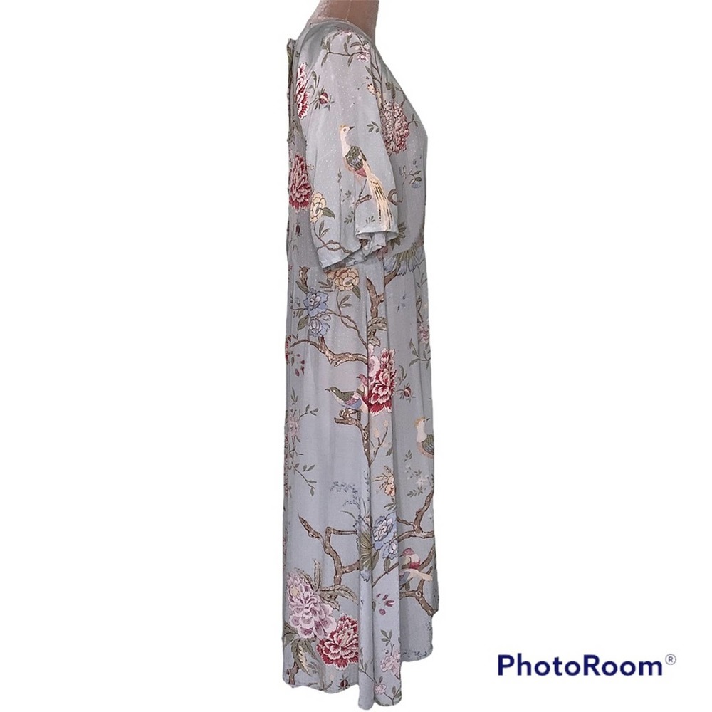 GP&J Baker X H&M Floral Bird Print Boxy Viscose Shift Dress Raglan Half Sleeve - Picture 3 of 16